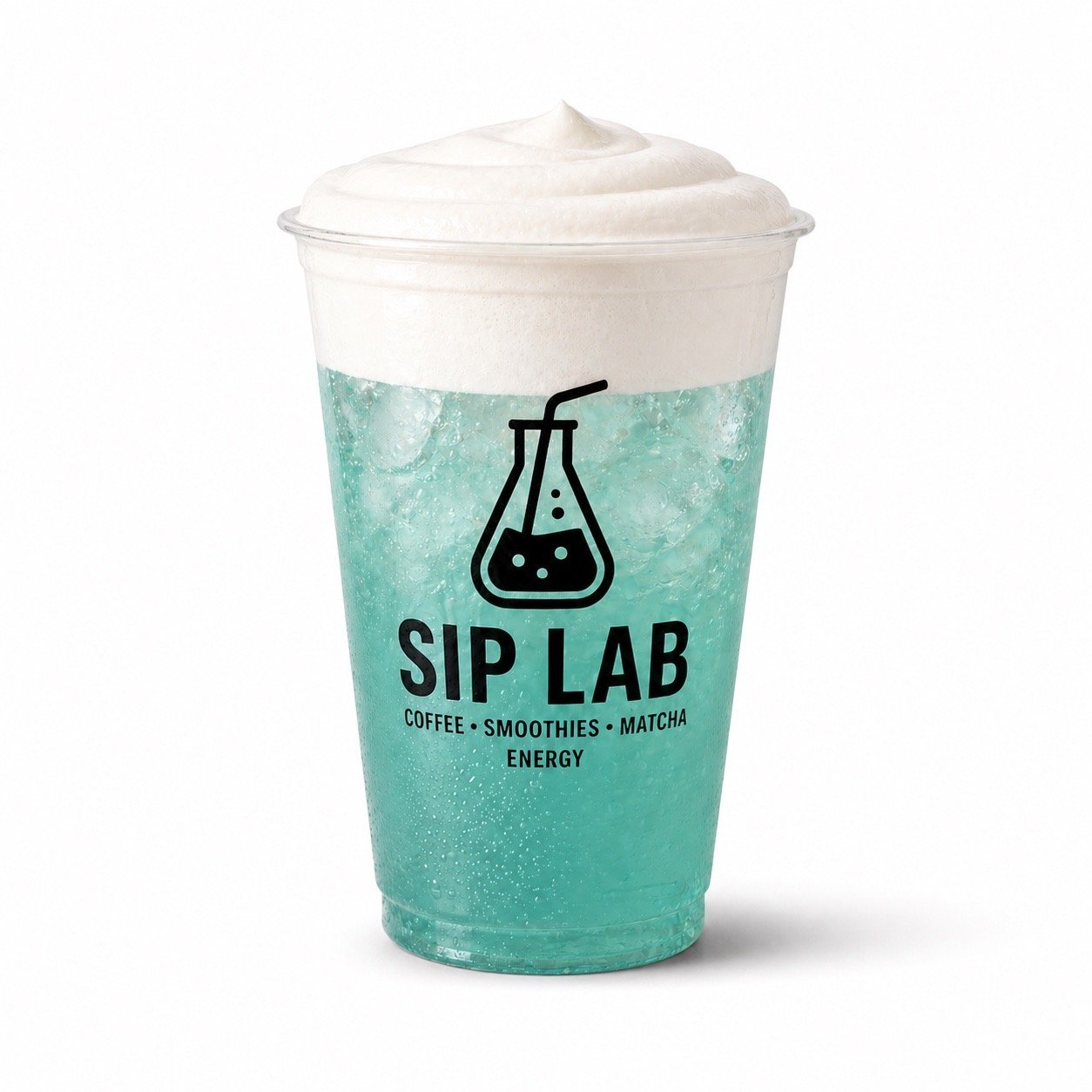 Coco Lime Island Cloud blue coconut lime energy drink with coconut lime cloud at Sip Lab in Greensboro NC